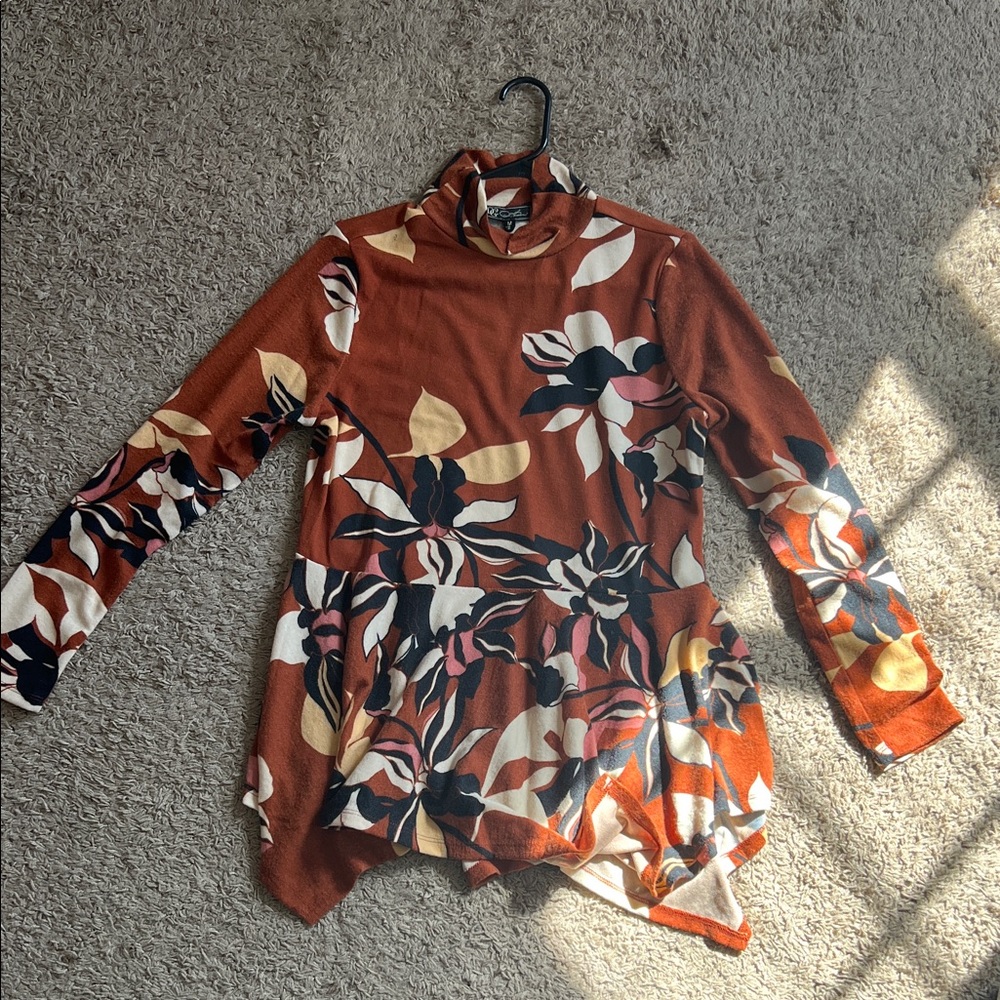 Cato Rust Floral Long Sleeve Top